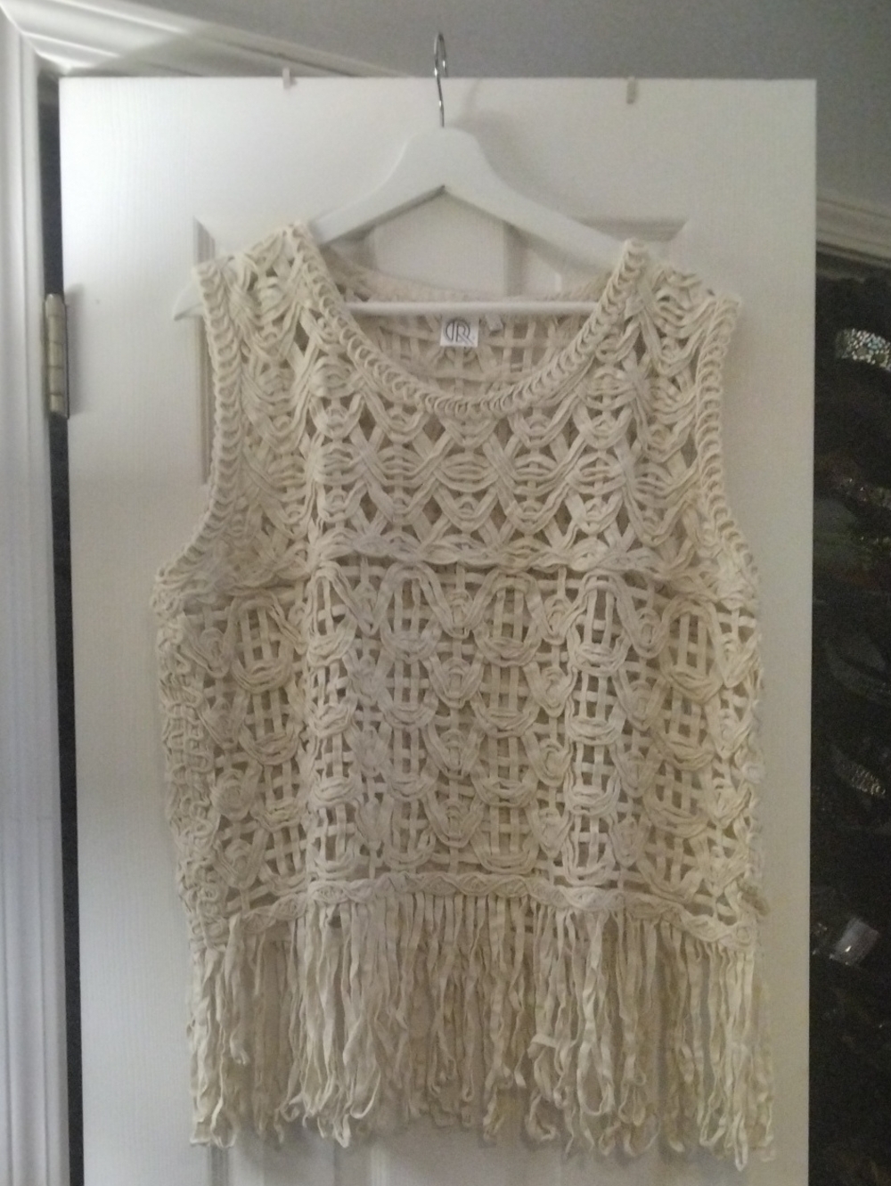 Crochet Fringe Sleeveless Top in Cream